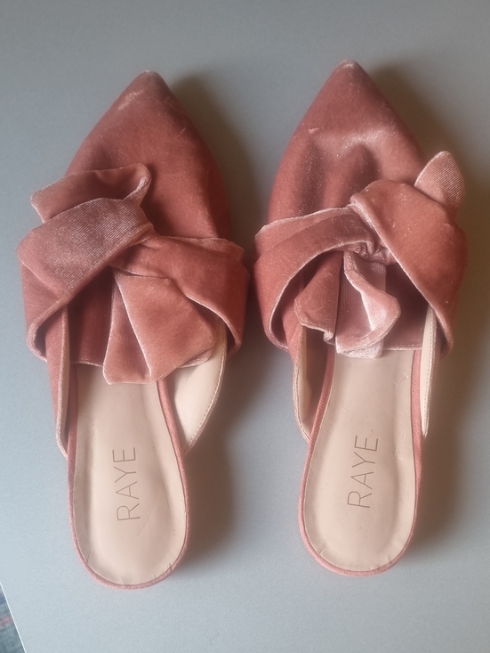 RAYE Shoes - Raye Velvet pink bow mules size 9.5